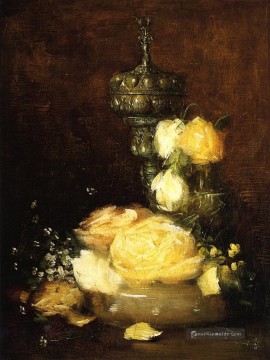  impressionist - Silberkelch mit Rosen impressionistischen Stillleben Julian Alden Weir